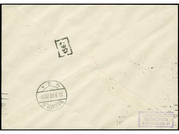 1932, 7. Südamerikafahrt, R-Brief ab Danzig 5 vom 19.9. mit 1 G Landschaften in prachtvoller bunter MiF nach Argentinien, Tra