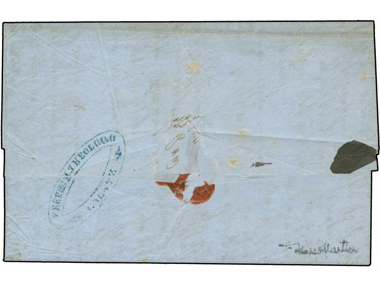 1857, Galatz / Agenzia del Lloyd: Entire letter from Galatz to Constantinople struck withclear strike of oval "AGENZIA DEL LL