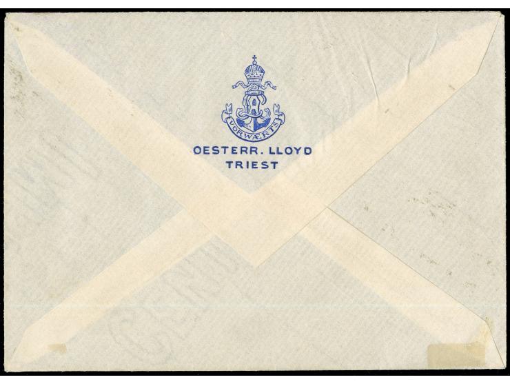 1914, "ALEXANDRIEN-TRIEST 16.IV.14", klarer Abschlag des Schiffspoststempels auf Brief mit 10 H., adressiert nach Wien, dekor