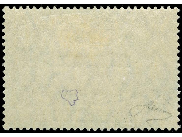 1920, Aufdruckausgabe Germania 3 M. schwarzviolettgrau, Doppelaufdruck, ungebraucht, tadellos, rückseitiges Eigentumszeichen,