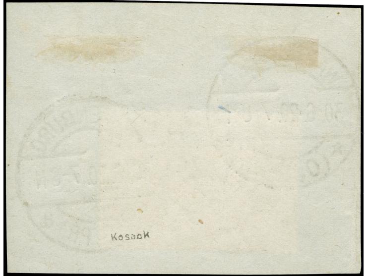 1920, Aufdruckausgabe im Hochoval 3 M. schwarzviolettgrau mit kopfstehendem Aufdruck, sauber gestempelt auf Briefstück, ein f