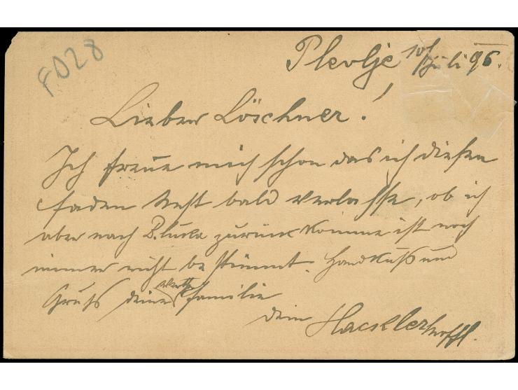 1896, "TASLIDJA JUIL 11 96", clear bilingual cds. on postcard 1892, 20 pa., written in Plevlje to Pharmacie de Banjaluka in S