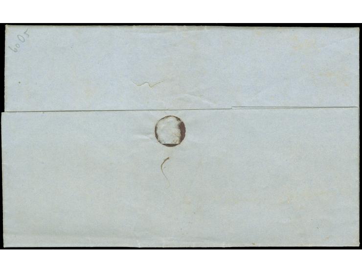 1853, Folded envelope from Constantinople to Malta handled by maritime agent "Corlanet Brothers Constantinople" showing oval 