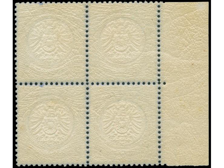 1872, Großer Schild 2 Gr. dunkelgraublau, linker Bogenrand-Viererblock, farbfrisch und normal gezähnt, sehr gut geprägt, post