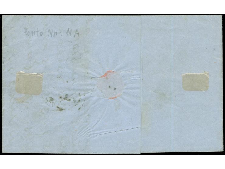 1868, ‘BOSNA 81’ all arabic cancellation in blue on envelope written in ladino (hebrew) bearing Turkey 1868 postage due stamp