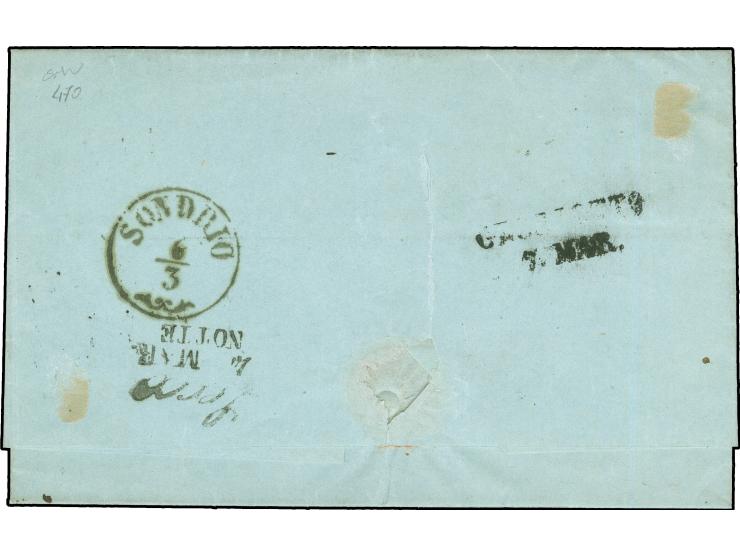 "PONTE ST. PIETRO 4/3" (1859), EKr., klar auf 1858, 5 Soldi, Type I, auf Briefhülle nach Grosio. Ein seltener Stempel. Signie
