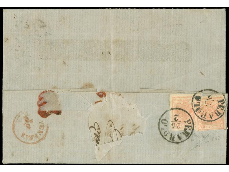 "PERAROLO 25/2", EKr. auf Maschinenpapier 30 Centesimi und 2 Einzelwerte 15 Centesimi (rückseitig geklebt), auf Briefhülle mi