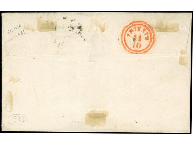 "PIEVE DI SOLIGO 9-10-51", Ovalstempel auf Handpapier 15 Centesimi, waagerechtes Paar, voll- bis breitrandig, auf Briefhülle 