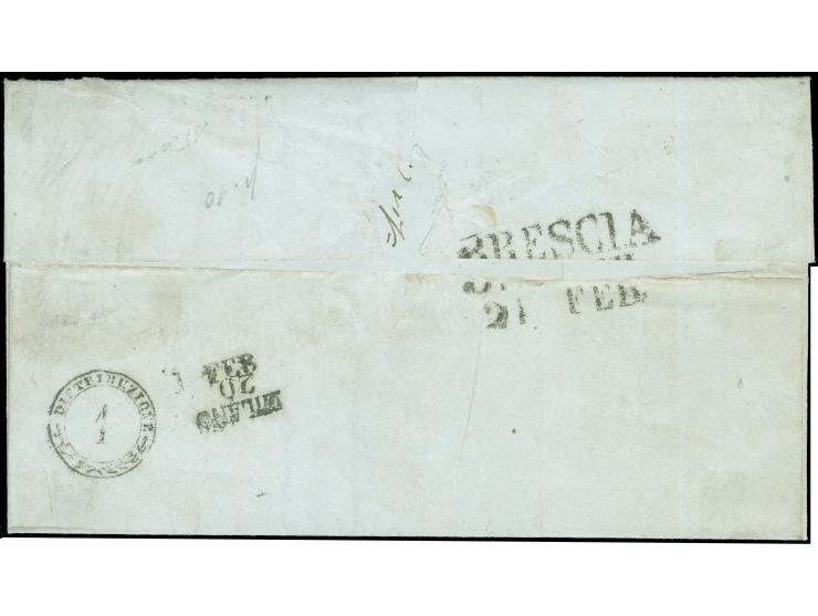 "GRAV.NA FEB…", &nbsp;L1 auf Handpapier 30 Centesimi, voll-bis breitrandig, auf komplettem Faltbrief aus Dongo, nach Brescia.