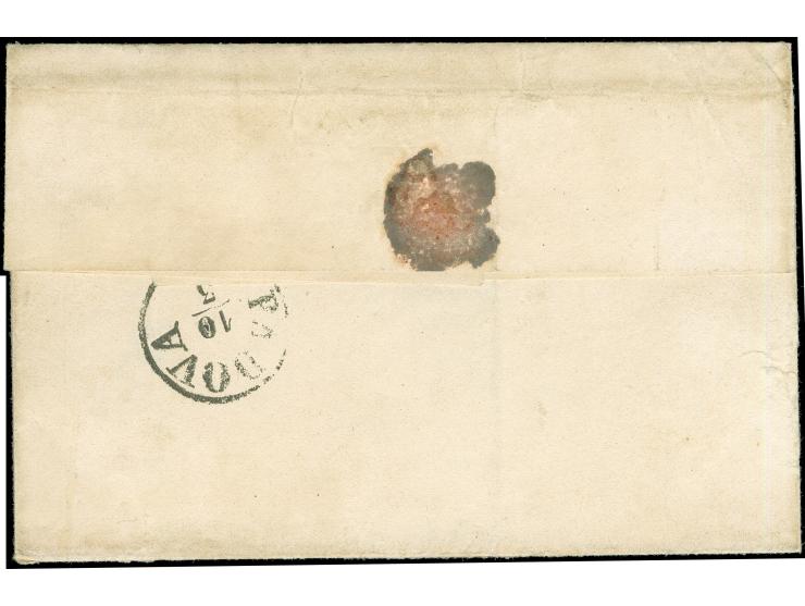 "TEOLO", L1 ohne Datum, sauber nebengesetzt auf Briefhülle, frankiert mit 1861, 5 Soldi, entwertet durch EKr. "PADOVA 10/3", 