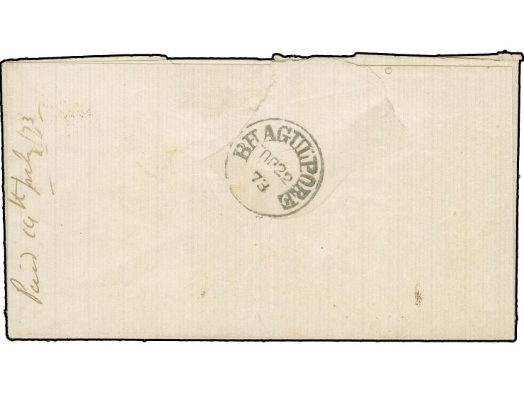 1873, QV ½ a. blue tied by Calcutta/C-1 JU/20 duplex to envelope with inside imprint ‘Bourne &amp; Shepherd Photographers Cal