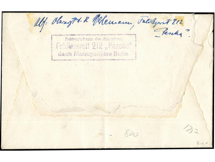 1917, Mil. Miss. Jerusalem 31.10.1917 und zweisprachiges Dienstsiegel Deutsches Feldlazarett No. 212 Pascha (deutsch / türkis