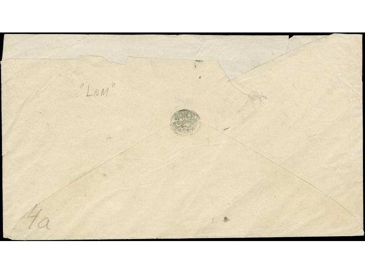LOM: LAND REGISTRY LOM 1838, official letter showing all arabic official mark in black and manuscript dispatch notation „Lom“