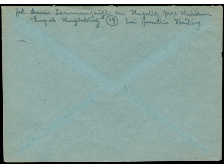 6 Pfg. im senkrechten Paar auf portogerechtem Fernbrief, sauber gestempelt “MÖCKERN (BZ MAGDEBURG) 05.12.45", Marken im Berei