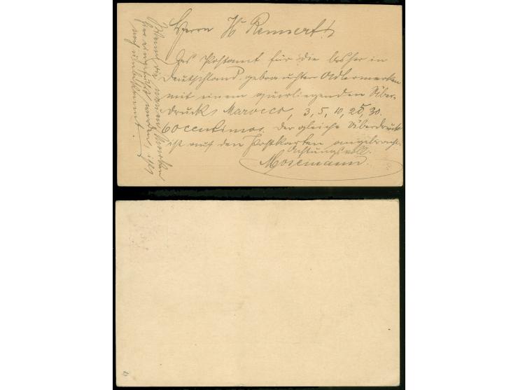 1908, MAZAGAN (MAROCCO) 6/1/08 auf Germania 10 Pf Ganzsachenkarte Antwortteil nach Stuttgart mit Ankunftsstempel, dazu Karte 