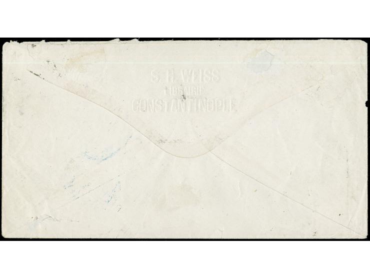 1877, 20 Pfg blau auf Brief KAISERL. DEUTSCH P.A. CONSTANTINOPEL 30/1/77 nach Paris mit Ankunftsstempel, leichte Randmängel u