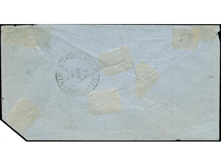 1868, 1 Piaster red, tied by "POSTE VICE-REALI EGIZIANE / CAIRO 25/APR/68" cds. on cover with arrival mark “POSTE VICE-REALI 