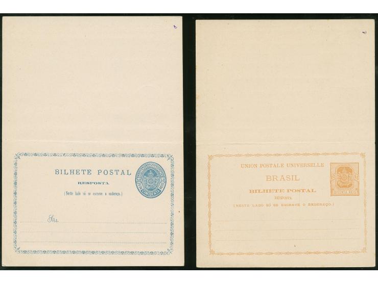 1880, 10 mint postal stationery cards including two different 80 Reis orange, plus 4 answering cards, all unused, fine.

