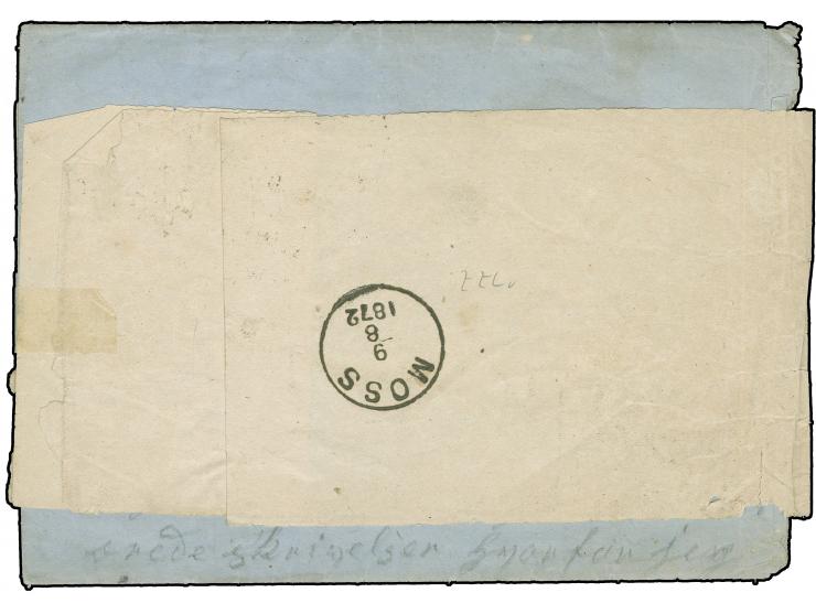 ¼ Gr. grauviolett und ½ Gr. zinnober, mit jeweils sauber aufgesetztem Hufeisenstempel "HAMBURG I. A. 4 AUG. 72" auf Drucksach