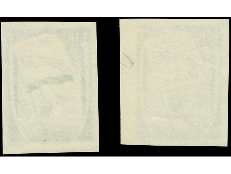 1 R. Schwarz und schwarz/orange/smaragdgrün, postfrisch, die schwarze Marke kleine Verfärbung gummiseitig, nur im Außenrand.