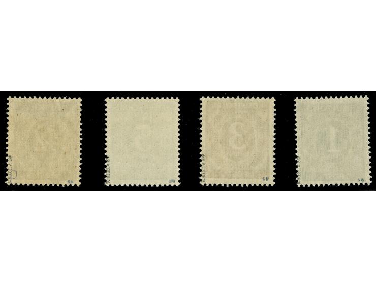 1948, unverausgabte Ziffern mit Bandaufdruck: 1,3, 5 und 42 Pfg., postfrisch, signiert SB und Schlegel A. BPP