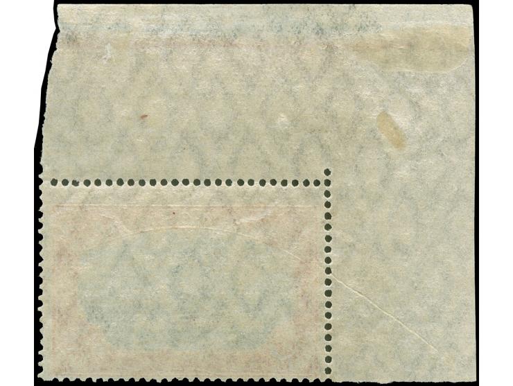 1905/20, 3 R., Kriegsdruck mit Mittelstück in Type II, linke obere Bogenecke, postfrisch (Falzspuren im Rand). Unsigniert, Ku