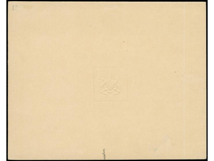 1857, Kornscher Stahl-Urmatrizstempel, roter Einzelabzug ohne Wertangabe im Kleinbogenformat (139x110mm) auf ungummiertem Kar