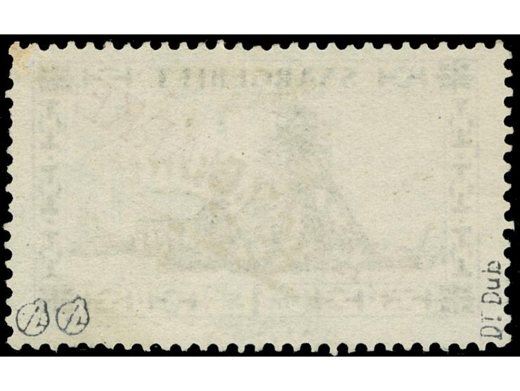 1927/30, 1 Fr. mit Aufdruck in dunkelrotkarmin, sauber gestempelt, rechte obere Ecke repariert, einige kurze Zähne, sonst ein