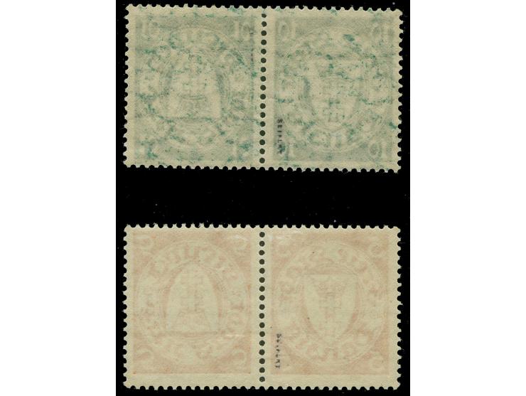 1924/38, Staatswappen 5 Pfg. orange und 10 Pfg. grün, je im waagerechten Kehrdruckpaar, sauber ungebraucht. Signiert Seifert 