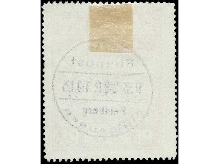 1913, Sonderflug Mühlhausen-Feldberg 25 Pfg. lilarot, sauber gestempelt, kurze Tintenspur, sonst einwandfrei. Fotoattest Sieg