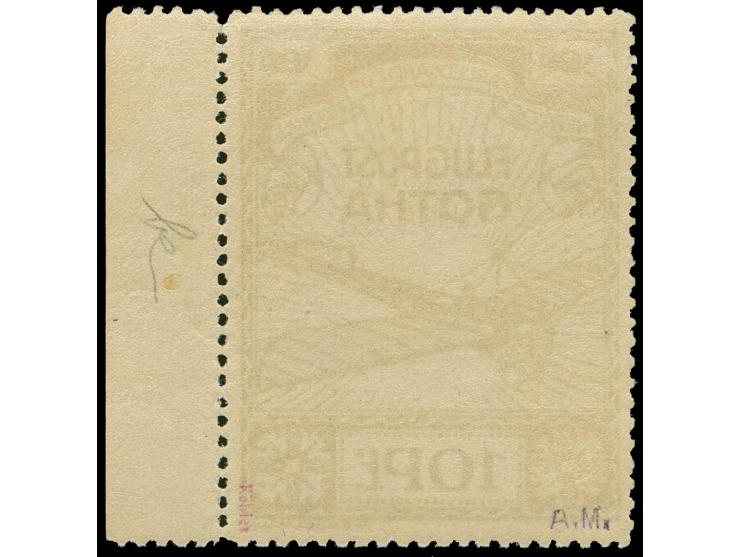 1912, Flugpost Gotha 10 Pfg. violettblau, sauber ungebraucht, private Signatur