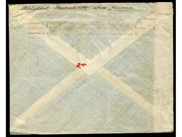 1915, N. W. PACIFIC ISLANDS: Kangaroo 2½ d. indigo (SGT6a, both SS normal) tied by HERBERTSHÖHE 4.8.15 cds. to cover with cen