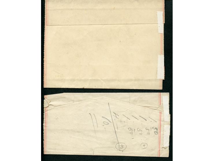 1901/02, three postal stationery wrapper and one envelope, two to Batavia Java and two to Hong Kong, clear cancellations Melb