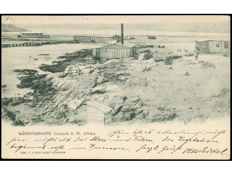 "DSP LINIE DEUTSCH-SÜDWESTAFRIKA CAPSTADT 26 8/0 2", auf 1900, 10 Pfg. auf Ansichtskarte nach St. Louis, USA, mit Ankunftsste