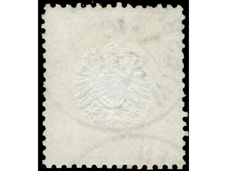 “WIESBADEN 1. ** 23.6.75” klarer Teilabschlag auf großer Schild ½ Gr. orange. Die farbfrische Marke ist gut geprägt, gut gezä