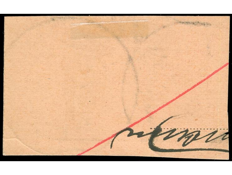 “SHANHAIKUAN * DP *”, auf Germania 1 M. auf Paketkarten-Abschnitt, tadellos