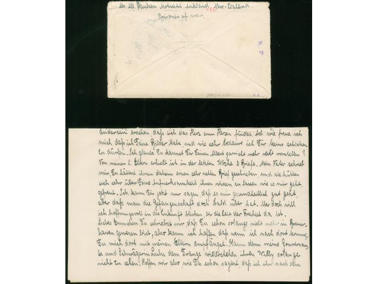 KRIEGSGEFANGENEN-POST: 1930, Kriegsgefangen-Brief mit Inhalt von “AUCKLAND 23.JL. 15-9.30” von einem Kadett der S.S. Elsass, 