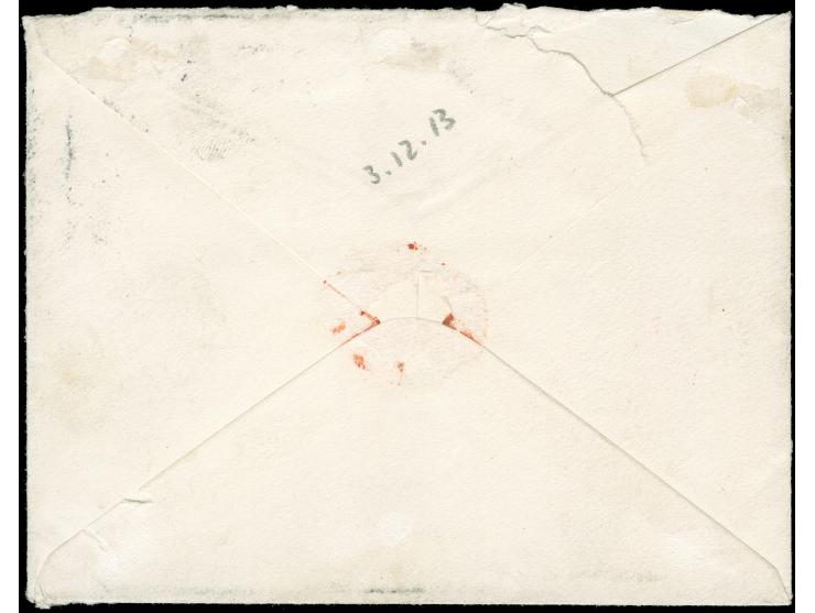 “KANON (CHINA) DP / 3.12.13” auf Germania 4 C. auf 10 Pfg. und 10 C. auf 20 Pfg., auf R-Brief “via Sibiren” nach Hamburg, gut