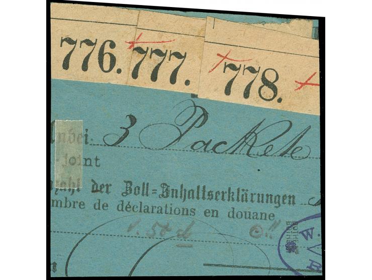 “TIENTSIN / KAISERL. DEUTSCHE / POSTAGENTUR 1/4 93”, EKr. in blau vom Ersttag auf Vorläufer Krone/Adler 50 Pfg. lebhaftrötlic
