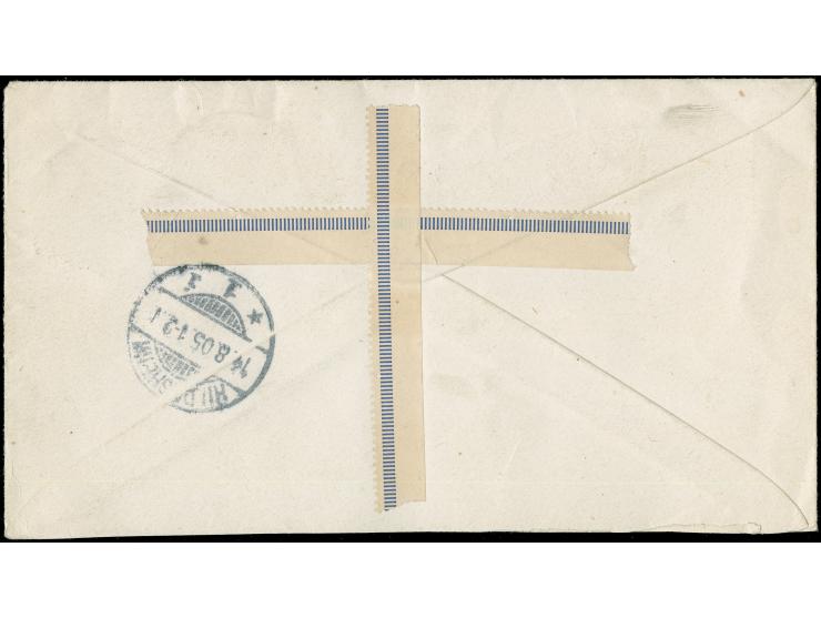 1900, Kaiseryacht 20 Pfg. und 10 Pfg. auf portogerechtem R-Fernbrief von “APIA (SAMOA) 16.7.05” nach Hildesheim mit Ankunftss
