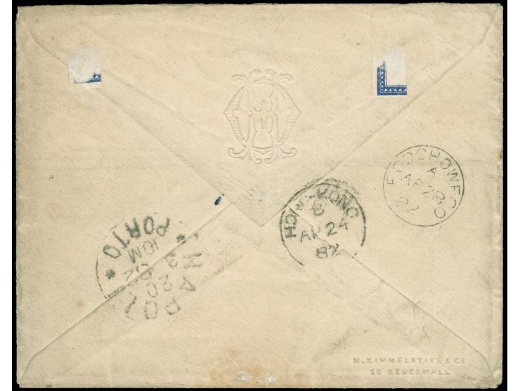 INCOMING MAIL: 1880, 20 Pfennig als portogerechte Einzelfrankatur auf Auslandsbrief von “HAMBURG 1 / 16/3 88” nach Foochow, m