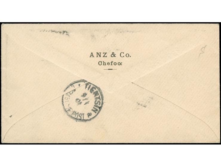 1898, Steiler Aufdruck: 3 Pfg., als portogerechte Einzelfrankatur auf Drucksache von TSCHIFU / DP / 3 / I 01" nach Tientsin m