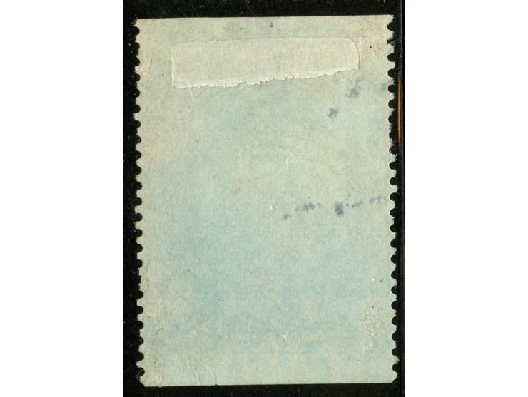 1866, Foreign Bill fiscal stamp 6 a. purple overprinted "Postage" in green, used with clear strike of blue "B/1" in octagon o