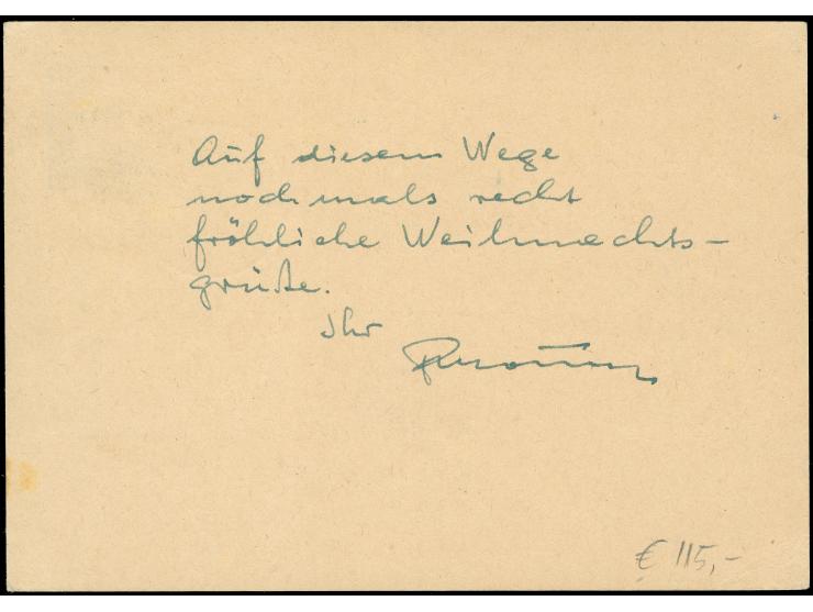 1953, Luftpost-Sonderkarte 15 Pfg. mit Stempel “ASCHAFFENBURG 2 DPST 21.12.54” und Weihnachts-Grußtext in die DDR, in guter E