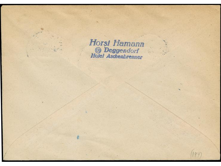 1949, Goethe 10-30 Pfg. kpl. je mit Stempel “BERLIN-NEUKÖLLN 1 18.10.49” als portogerechte Frankatur auf IAS-Luftpostbrief in
