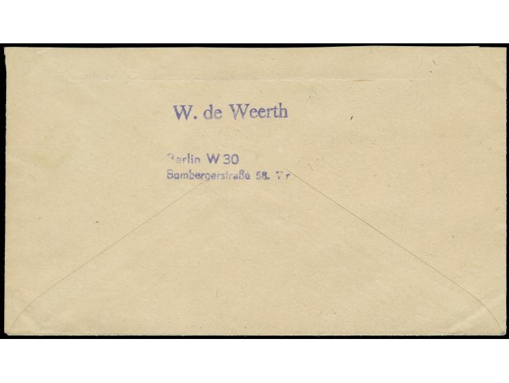 1949, Goethe 30 Pfg. und Stephan 50 Pfg. je mit Stempel “BERLIN W30 4.5.50” als portogerechte Frankatur auf Luftpost-Brief bi