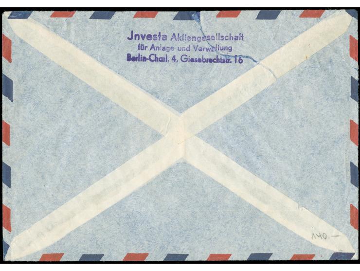 1949, Bauten 80 Pfg. im waagerechten Paar mit Stempel “BERLIN-CHARLOTTENBURG 4 28.3.56” als portogerechte Mehrfachfrankatur a