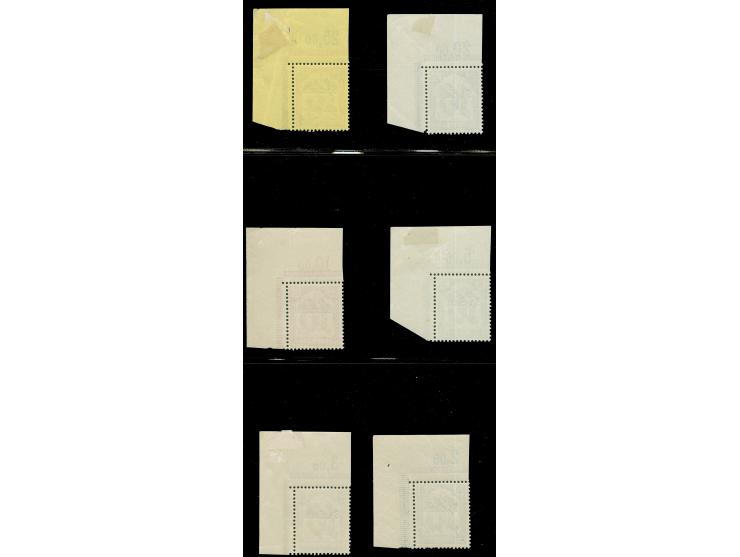 1905, Zähldienstmarken für Baden 2 Pfg.- 25 Pfg. mit Aufdruck “Specimen”, einheitlich als rechtes oberes Eckrandstück, 5 Pfg.