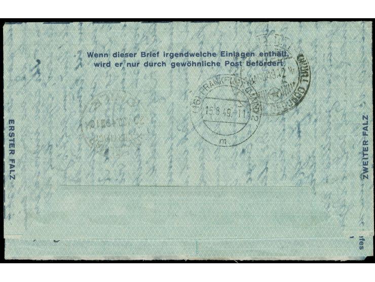 1948, Luftpostfaltbrief 100 Pfg., Type II mit Posthorn in Doppellinie mit portogerechter Zufrankatur Goethe 30 Pfg. und Grüna