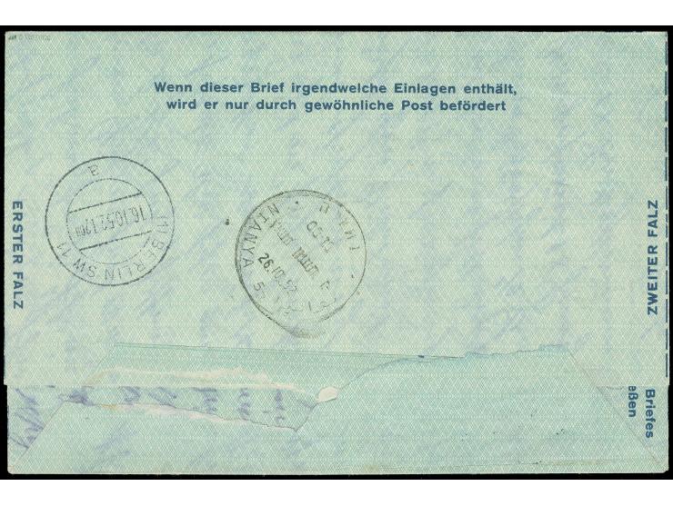 1952, Luftpostfaltbrief 60 Pfg. mit Stempel “BERLIN W57 16.10.52” und rückseitigem Rohrpoststempel “BERLIN SW11 16.10.52.12.0